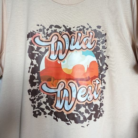 Western Wild West light yellow short sleeve desert tee size XL - Picture 3 of 7